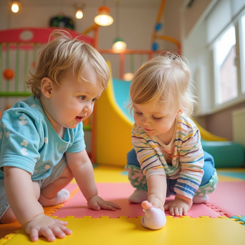 Indoor soft play area with toddlers